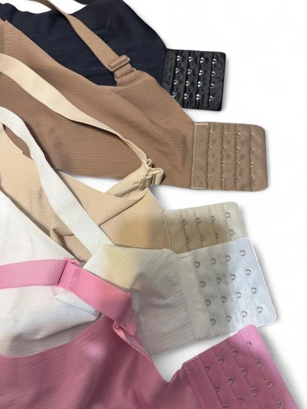 Ribbed Wireless Comfort Bra — Pink, White, Brown, Black